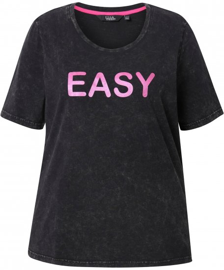 Ulla Popken Easy Short Sleeve Acid Wash Graphic Tee Black - Trükitud/pildiga T-särgid naistele - 
