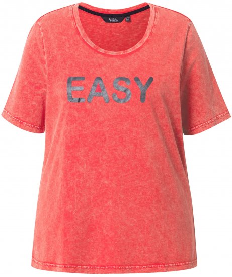 Ulla Popken Easy Short Sleeve Acid Wash Graphic Tee Light Red - Trükitud/pildiga T-särgid naistele - 