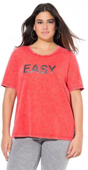 Ulla Popken Easy Short Sleeve Acid Wash Graphic Tee Light Red - Trükitud/pildiga T-särgid naistele - 