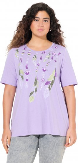 Ulla Popken Metallic Feather Short Sleeve Graphic Tee Lavender - Trükitud/pildiga T-särgid naistele - 