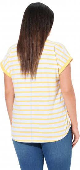 Ulla Popken Striped Short Sleeve Citrus Graphic Tee Sun Yellow - Trükitud/pildiga T-särgid naistele - 