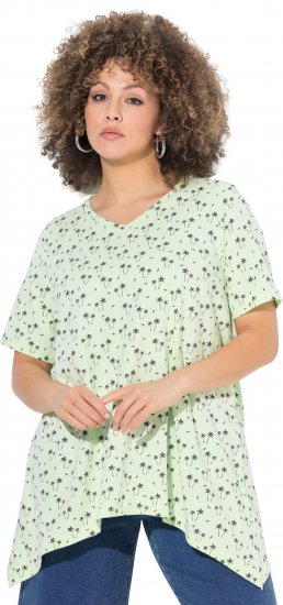 Ulla Popken Palm Tree Print Pointed Hem Tee Lett Lime - Trükitud/pildiga T-särgid naistele - 