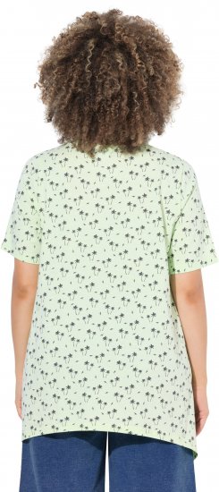 Ulla Popken Palm Tree Print Pointed Hem Tee Lett Lime - Trükitud/pildiga T-särgid naistele - 