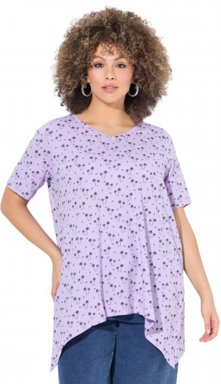 Ulla Popken Palm Tree Print Pointed Hem Tee Lavender - Trükitud/pildiga T-särgid naistele - 