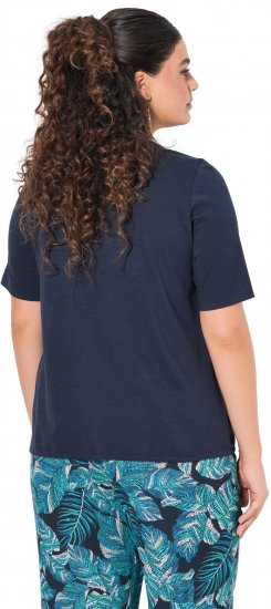 Ulla Popken Ride The Wave Short Sleeve V-Neck Graphic Tee Navy Blue - Trükitud/pildiga T-särgid naistele - 