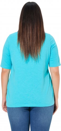 Ulla Popken Ride The Wave Short Sleeve V-Neck Graphic Tee Deep Aqua - Trükitud/pildiga T-särgid naistele - 