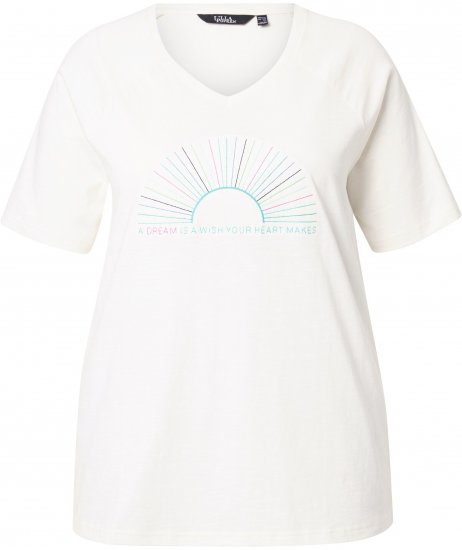 Ulla Popken Embroidered Sunrise Lettering Tee Off-White - Trükitud/pildiga T-särgid naistele - 
