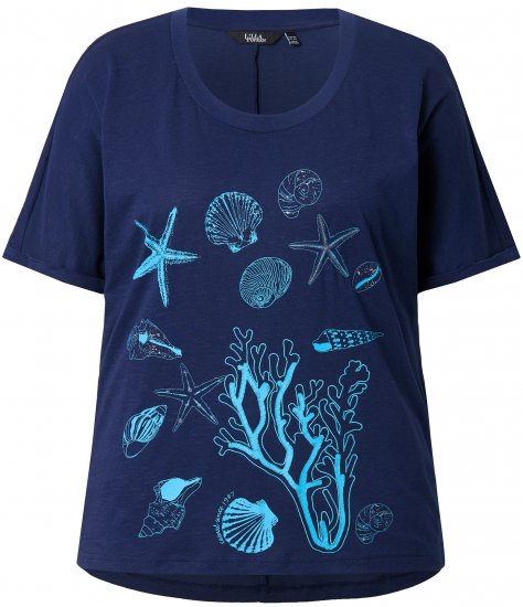 Ulla Popken Marine Print Short Sleeve Tee Ink Blue - Trükitud/pildiga T-särgid naistele - 