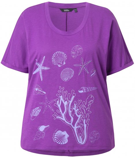 Ulla Popken Marine Print Short Sleeve Tee Purple - Trükitud/pildiga T-särgid naistele - 