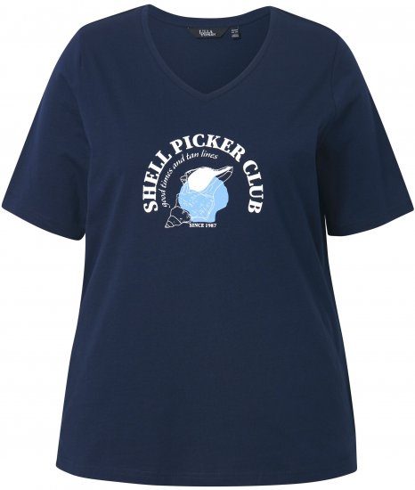 Ulla Popken Shell Picker Club Short Sleeve Graphic Tee Navy - Trükitud/pildiga T-särgid naistele - 