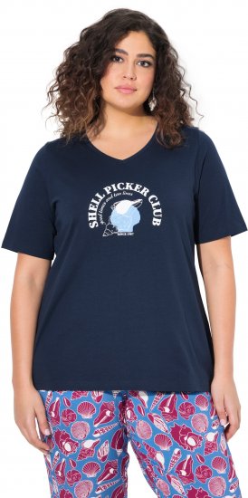 Ulla Popken Shell Picker Club Short Sleeve Graphic Tee Navy - Trükitud/pildiga T-särgid naistele - 