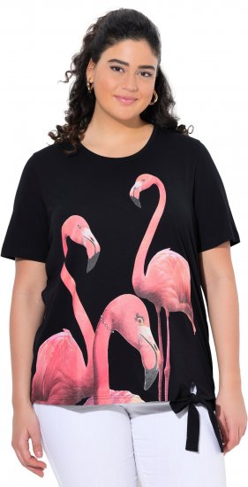 Ulla Popken Flamingo Short Sleeve Graphic Tee Black - Trükitud/pildiga T-särgid naistele - 