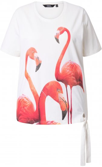 Ulla Popken Flamingo Short Sleeve Graphic Tee Off-White - Trükitud/pildiga T-särgid naistele - 