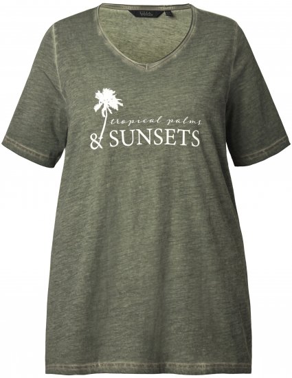 Ulla Popken Sunset Lettering Short Sleeve Graphic Tee Olive - Trükitud/pildiga T-särgid naistele - 