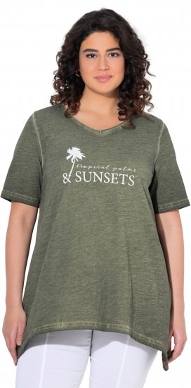 Ulla Popken Sunset Lettering Short Sleeve Graphic Tee Olive - Trükitud/pildiga T-särgid naistele - 
