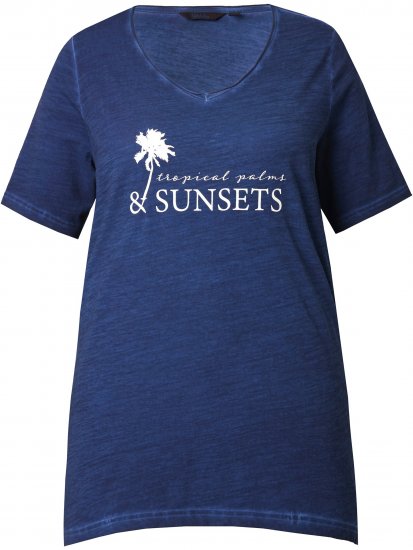 Ulla Popken Sunset Lettering Short Sleeve Graphic Tee Ink Blue - Trükitud/pildiga T-särgid naistele - 