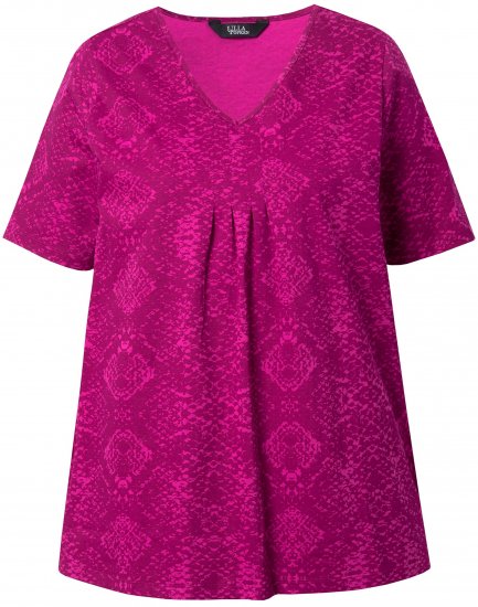 Ulla Popken Snake Print V-Neck Tee Magnolia Red - Trükitud/pildiga T-särgid naistele - 