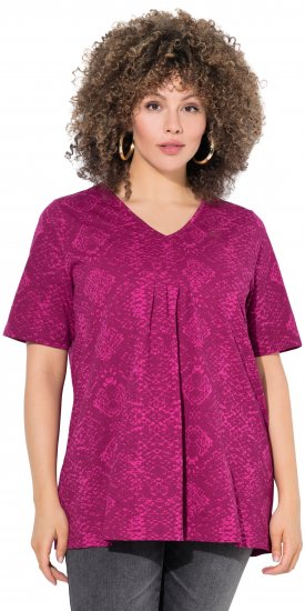 Ulla Popken Snake Print V-Neck Tee Magnolia Red - Trükitud/pildiga T-särgid naistele - 