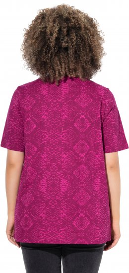 Ulla Popken Snake Print V-Neck Tee Magnolia Red - Trükitud/pildiga T-särgid naistele - 