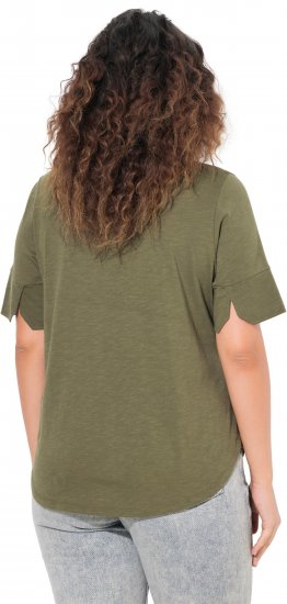 Ulla Popken Beaded Short Sleeve Graphic Tee Olive - Trükitud/pildiga T-särgid naistele - 