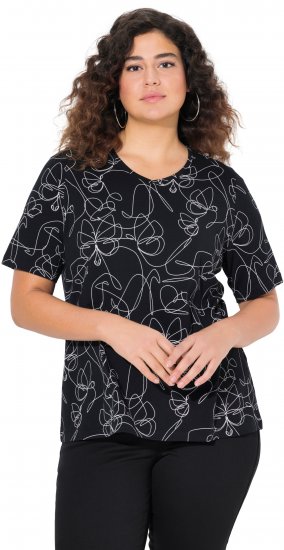 Ulla Popken Abstract Animal Print Short Sleeve Tee Black - Trükitud/pildiga T-särgid naistele - 