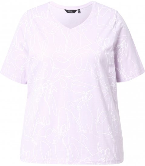 Ulla Popken Abstract Animal Print Short Sleeve Tee Lavender - Trükitud/pildiga T-särgid naistele - 
