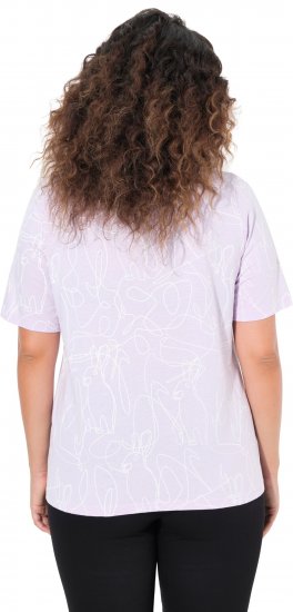 Ulla Popken Abstract Animal Print Short Sleeve Tee Lavender - Trükitud/pildiga T-särgid naistele - 