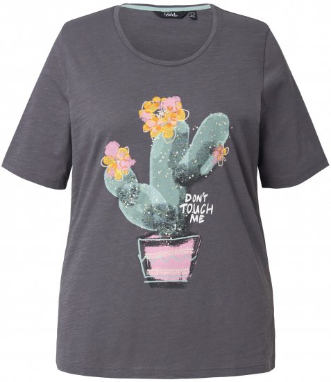 Ulla Popken Cactus Short Sleeve Graphic Tee Graphite Grey - Trükitud/pildiga T-särgid naistele - 