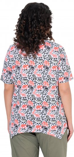 Ulla Popken Half-sleeve A-line V-neck Pointed Hem Animal Pattern T-shirt Snow White - Trükitud/pildiga T-särgid naistele - 