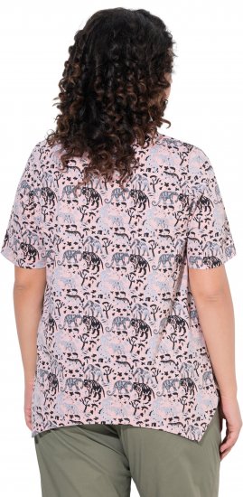 Ulla Popken Half-sleeve A-line V-neck Pointed Hem Animal Pattern T-shirt Pastel Rose - Trükitud/pildiga T-särgid naistele - 