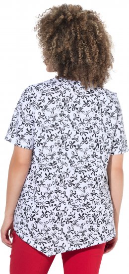 Ulla Popken Bow Print Short Sleeve Pointed Hem Tee Snow White - Trükitud/pildiga T-särgid naistele - 