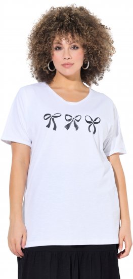 Ulla Popken Bow Short Sleeve Graphic Tee Snow White - Trükitud/pildiga T-särgid naistele - 