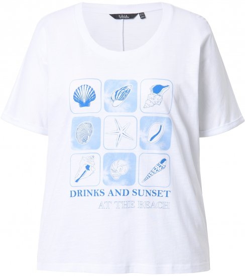 Ulla Popken Drinks And Sunset Graphic Tee Snow White - Trükitud/pildiga T-särgid naistele - 