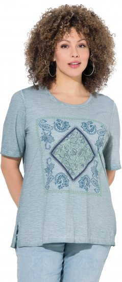 Ulla Popken Paisley Short Sleeve Graphic Tee Light Moss Green - Trükitud/pildiga T-särgid naistele - 