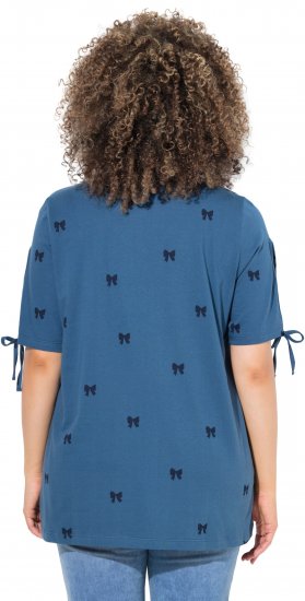 Ulla Popken Bow Print Split Sleeve Tee Indigo Denim - Trükitud/pildiga T-särgid naistele - 