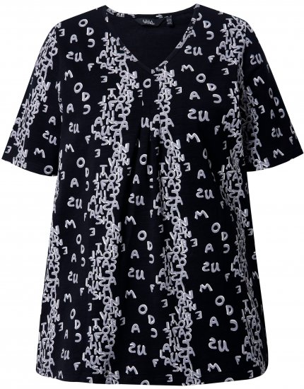 Ulla Popken Letter Print Short Sleeve Tee Black - Trükitud/pildiga T-särgid naistele - 