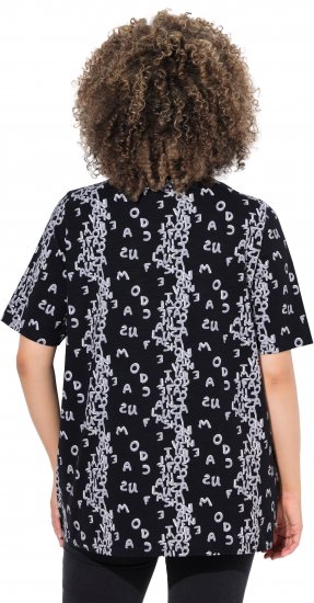 Ulla Popken Letter Print Short Sleeve Tee Black - Trükitud/pildiga T-särgid naistele - 