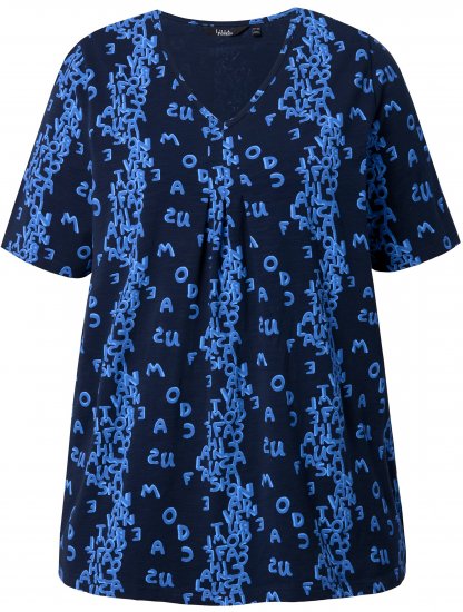 Ulla Popken Letter Print Short Sleeve Tee Navy - Trükitud/pildiga T-särgid naistele - 