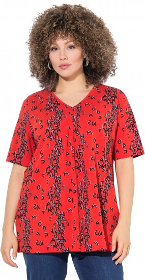 Ulla Popken Letter Print Short Sleeve Tee Red - Trükitud/pildiga T-särgid naistele - 