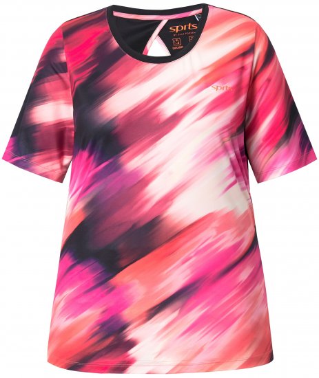 Ulla Popken Cutout Abstract Print Short Sleeve Tee Hibiscus Red - Trükitud/pildiga T-särgid naistele - 
