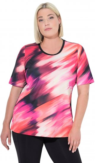Ulla Popken Cutout Abstract Print Short Sleeve Tee Hibiscus Red - Trükitud/pildiga T-särgid naistele - 