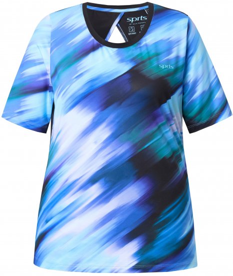 Ulla Popken Cutout Abstract Print Short Sleeve Tee Light Sapphire - Trükitud/pildiga T-särgid naistele - 