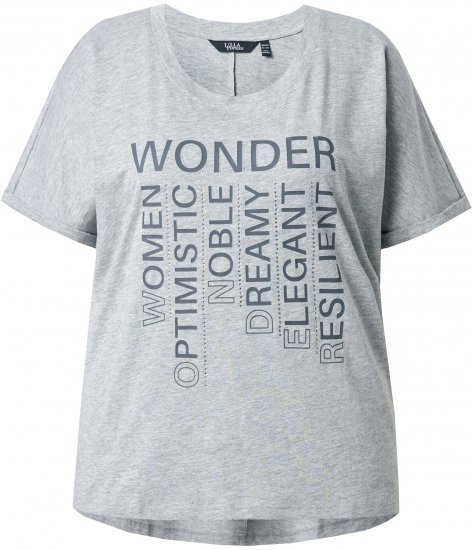 Ulla Popken WONDER Short Sleeve Graphic Tee Light Grey Melange - Trükitud/pildiga T-särgid naistele - 