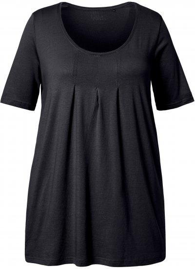 Ulla Popken Essential Front Pleat Tee Black - T-särgid - 