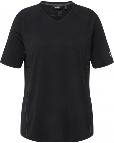 Ulla Popken Piping Accent Functional UVP 50+ Stretch Knit Top Black - T-särgid - 