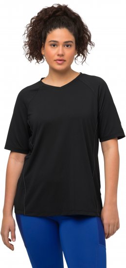 Ulla Popken Piping Accent Functional UVP 50+ Stretch Knit Top Black - T-särgid - 