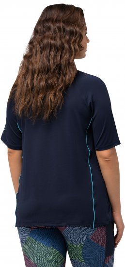 Ulla Popken Piping Accent Functional UVP 50+ Stretch Knit Top Navy Blue - T-särgid - 