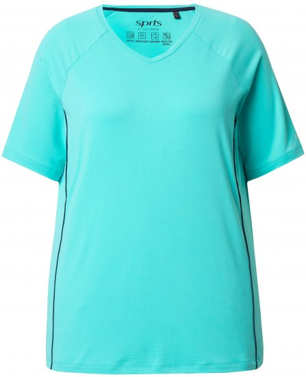 Ulla Popken Piping Accent Functional UVP 50+ Stretch Knit Top Aqua Green - T-särgid - 
