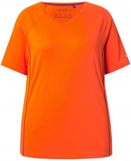 Ulla Popken Piping Accent Functional UVP 50+ Stretch Knit Top Orange Red - T-särgid - 