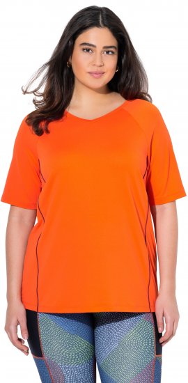 Ulla Popken Piping Accent Functional UVP 50+ Stretch Knit Top Orange Red - T-särgid - 